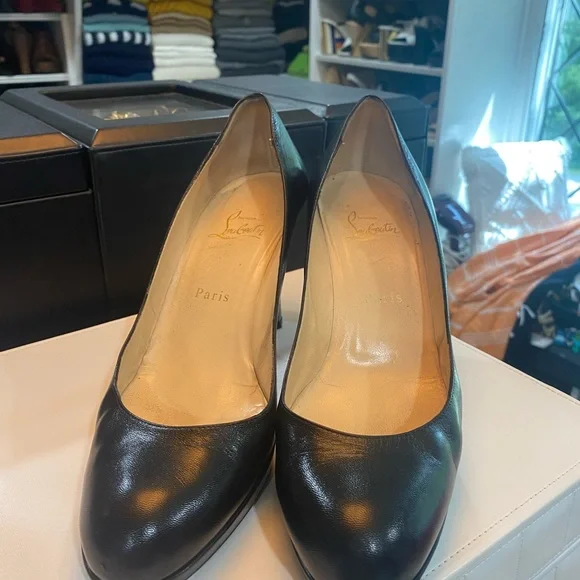 Christian Louboutin black leather pumps. Size 9… Good condition